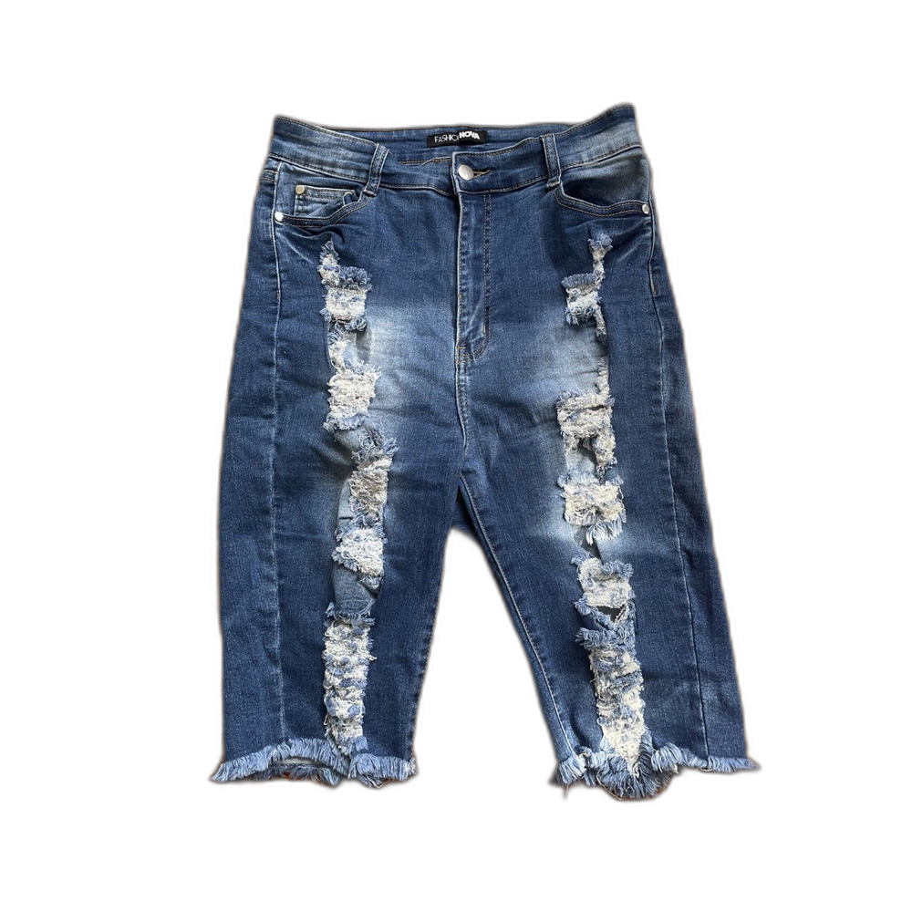 Fashion Nova Distressed Denim Bermuda Shorts Size 13